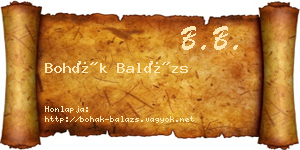 Bohák Balázs névjegykártya